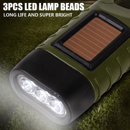 Hand Crank Dynamo Solar Power for Outdoor Camping Mountaineering Torch Lantern Professional Portable Tent Light LED Flashlight