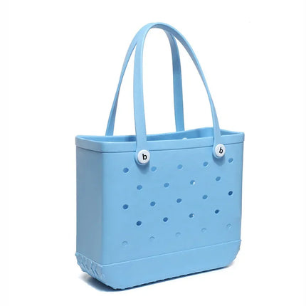 S/M Beach Bag Tote Silicone Basket Waterproof Travel Jelly Handbag Women Picnic Basket mini kid Croc Handbag Shopping Bags