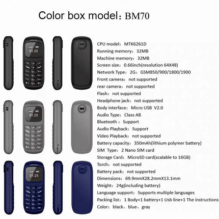1pc Cell Phone 0.66 Inch Earphone Dialer With Ear Hook Phone Dual Card Dual Standby Mini Mobile Phone Dialer Wholesale