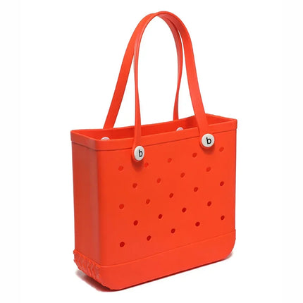 S/M Beach Bag Tote Silicone Basket Waterproof Travel Jelly Handbag Women Picnic Basket mini kid Croc Handbag Shopping Bags