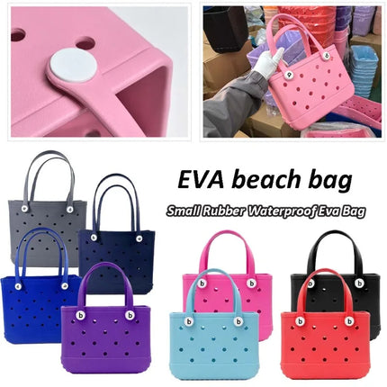 S/M Beach Bag Tote Silicone Basket Waterproof Travel Jelly Handbag Women Picnic Basket mini kid Croc Handbag Shopping Bags