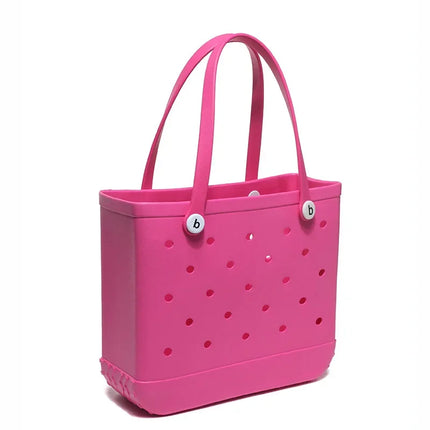 S/M Beach Bag Tote Silicone Basket Waterproof Travel Jelly Handbag Women Picnic Basket mini kid Croc Handbag Shopping Bags